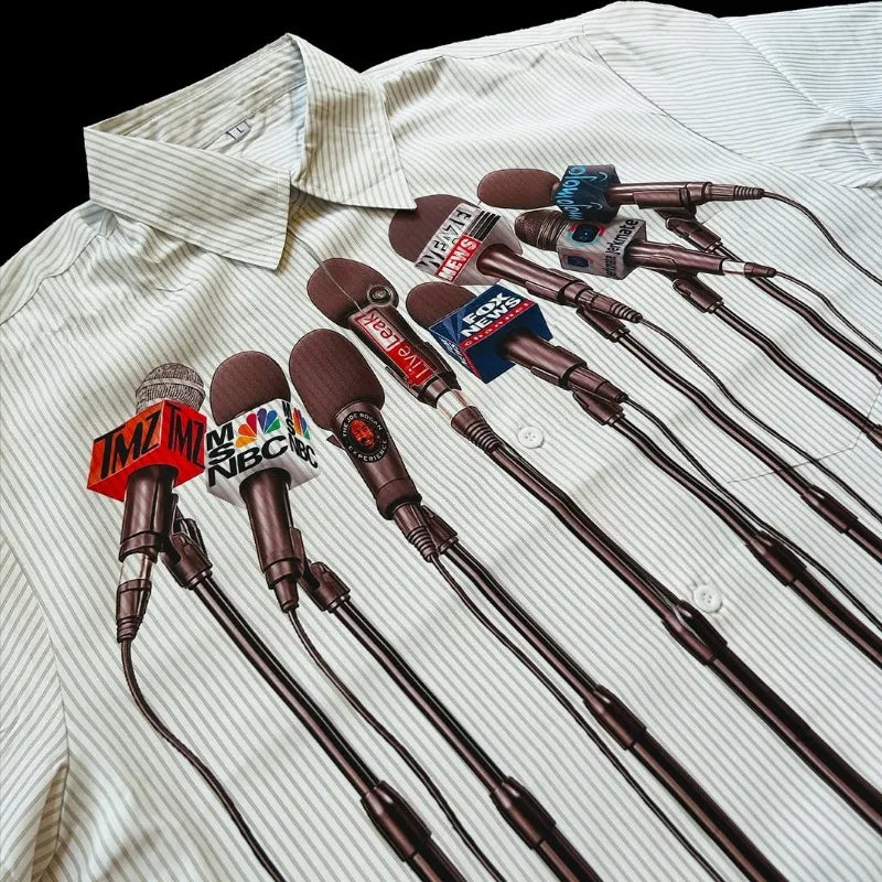 Retro Graphic T-Shirt for Men – American Punk Hip Hop Striped Streetwear Tee