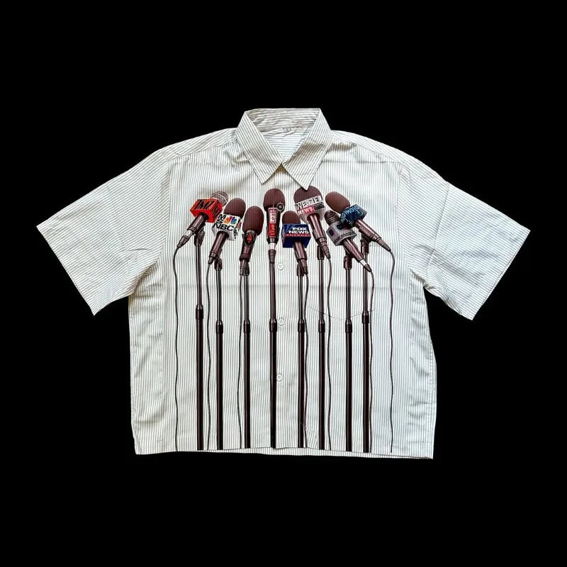 Retro Graphic T-Shirt for Men – American Punk Hip Hop Striped Streetwear Tee