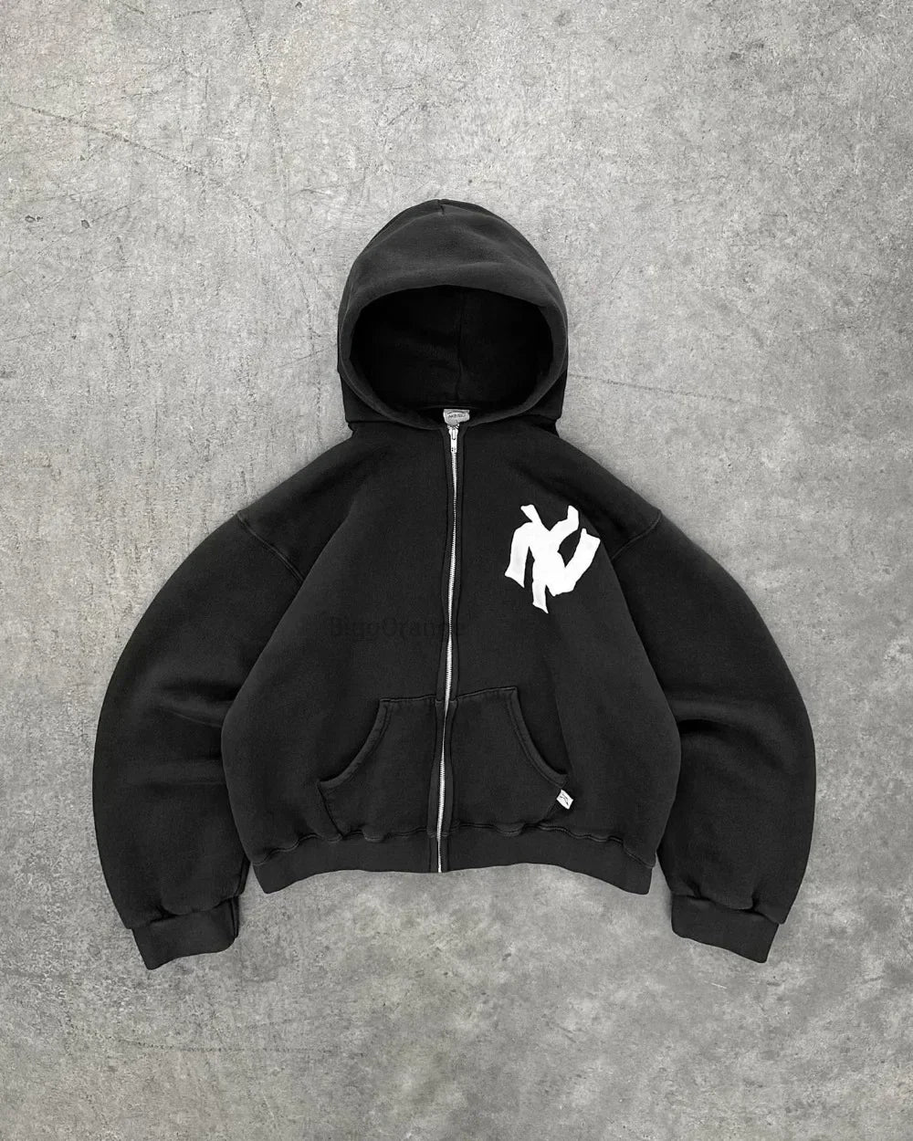 NY Embroidered Oversized Zip-Up Hoodie – Unisex Streetwear Hooded Sweatshirt