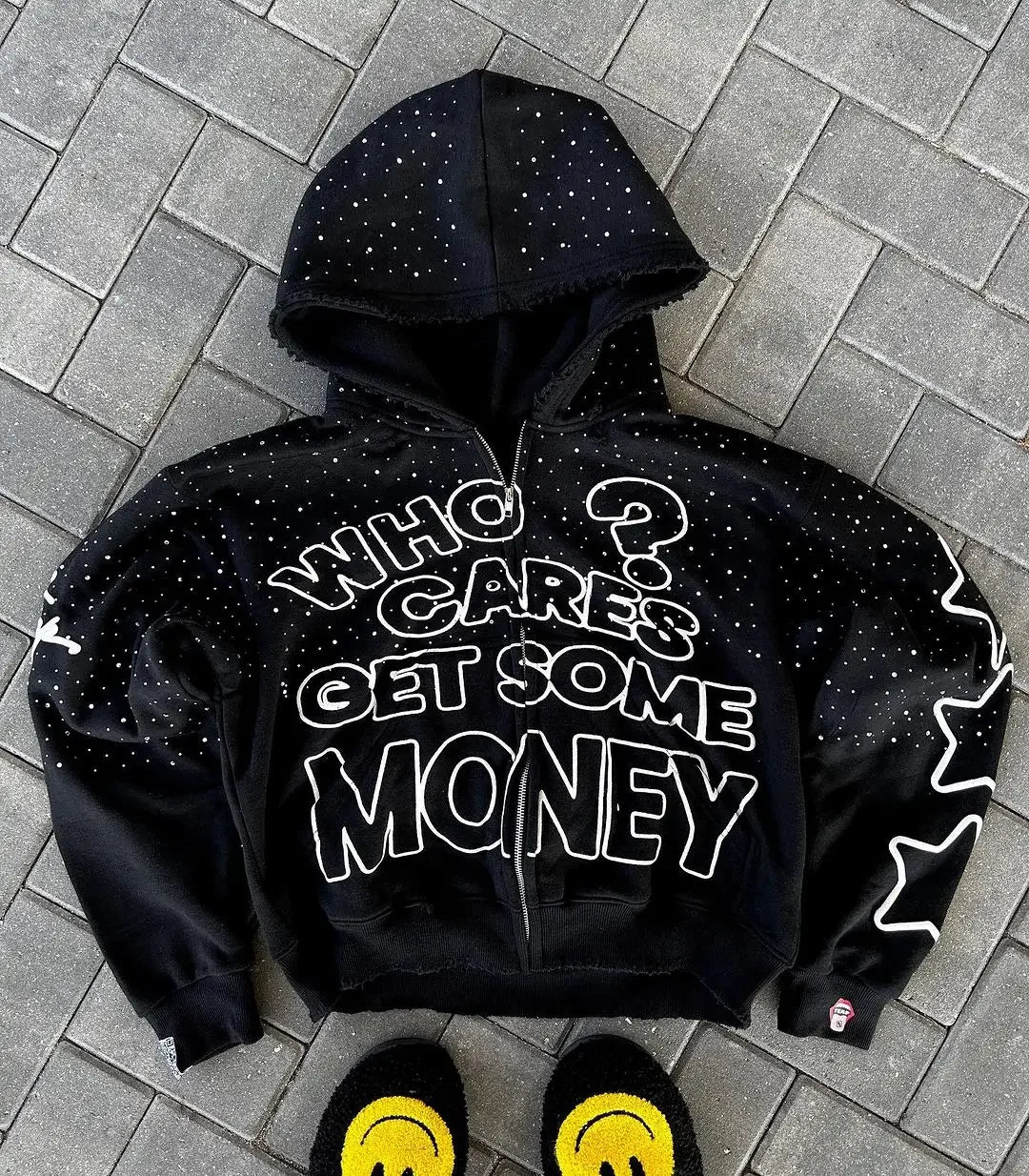 Harajuku Zipper Hoodie – “Get Some Money” Hip Hop Goth Streetwear Coat