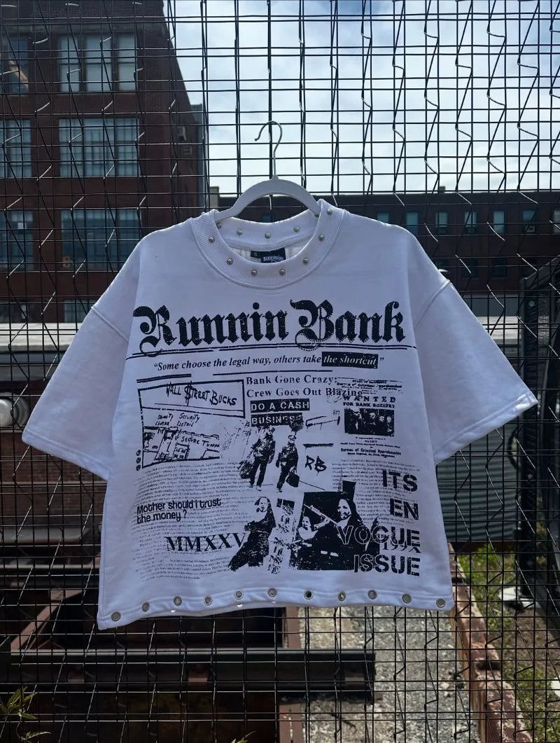 Graphic T-Shirt – Hollow Cut-Out Punk Hip Hop Streetwear Top