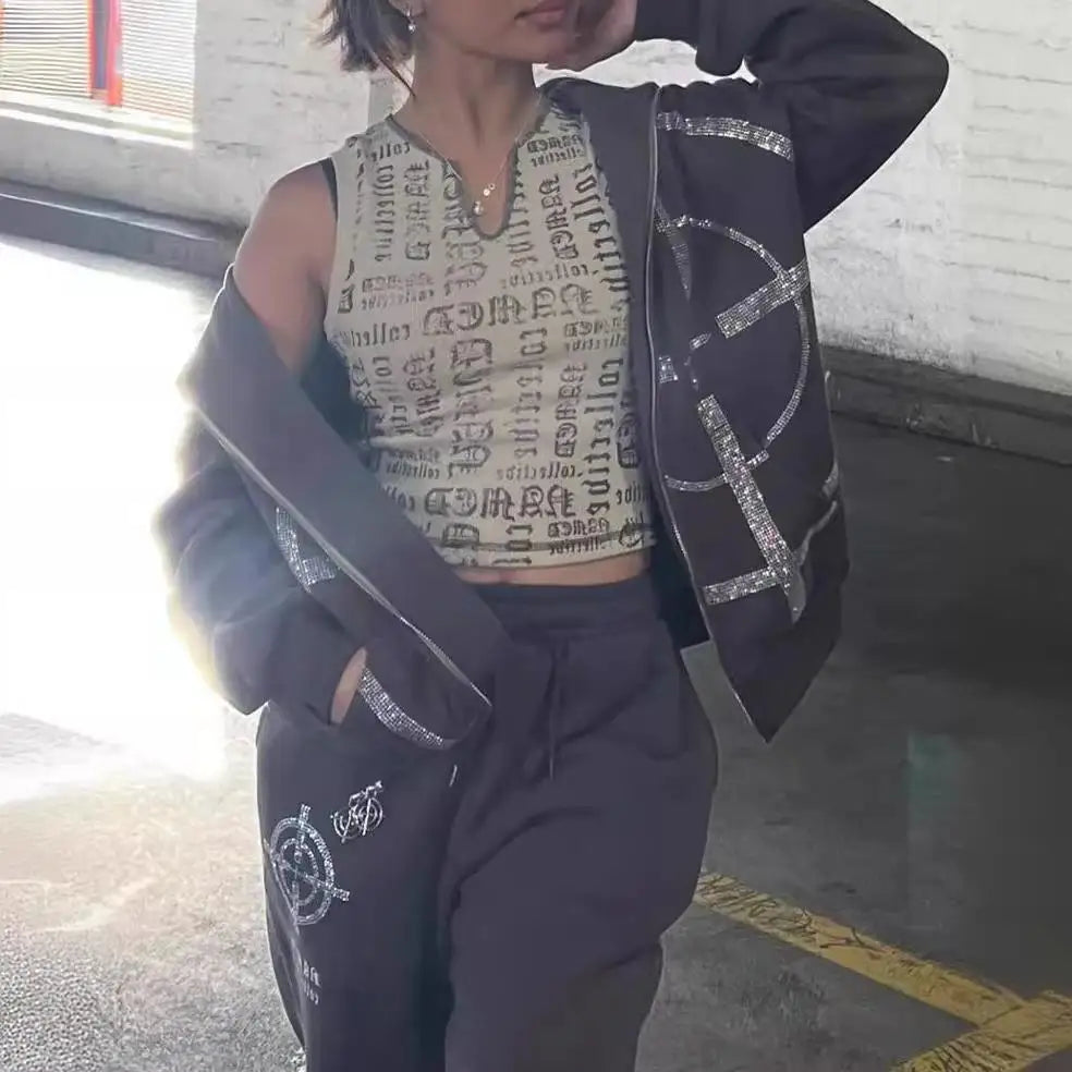 Embroidered Hip Hop Knit Cardigan Coat – Open Front Zip-Up Long Sweater