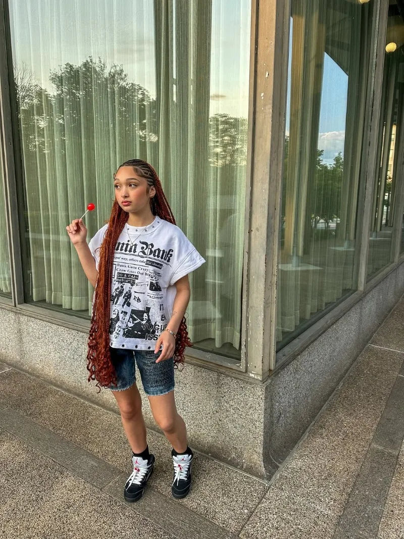 Graphic T-Shirt – Hollow Cut-Out Punk Hip Hop Streetwear Top