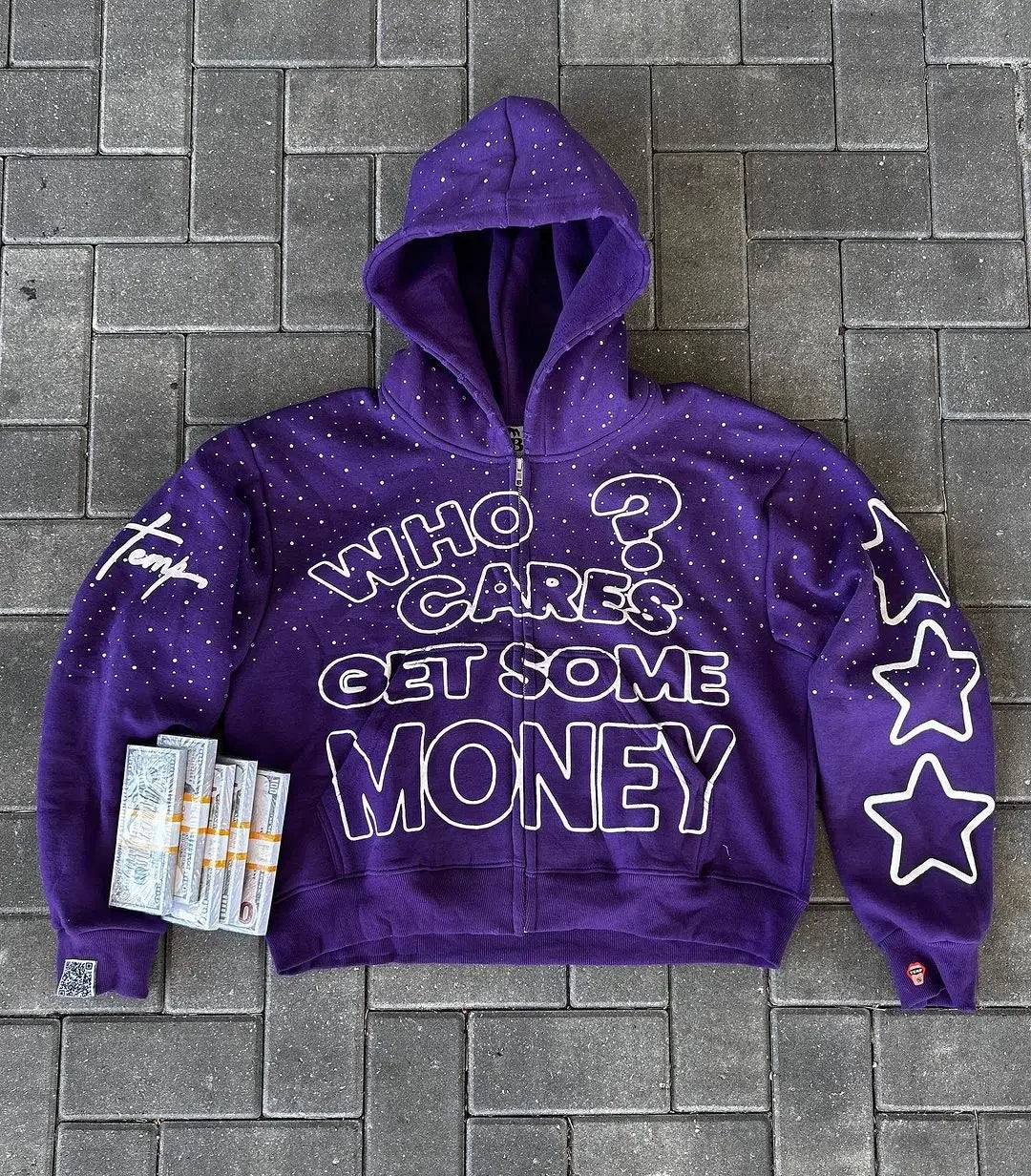 Harajuku Zipper Hoodie – “Get Some Money” Hip Hop Goth Streetwear Coat